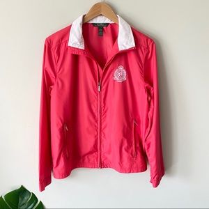RALPH LAUREN ACTIVE Vintage Crest Zip Windbreaker Jacket Pink Women's Size Large